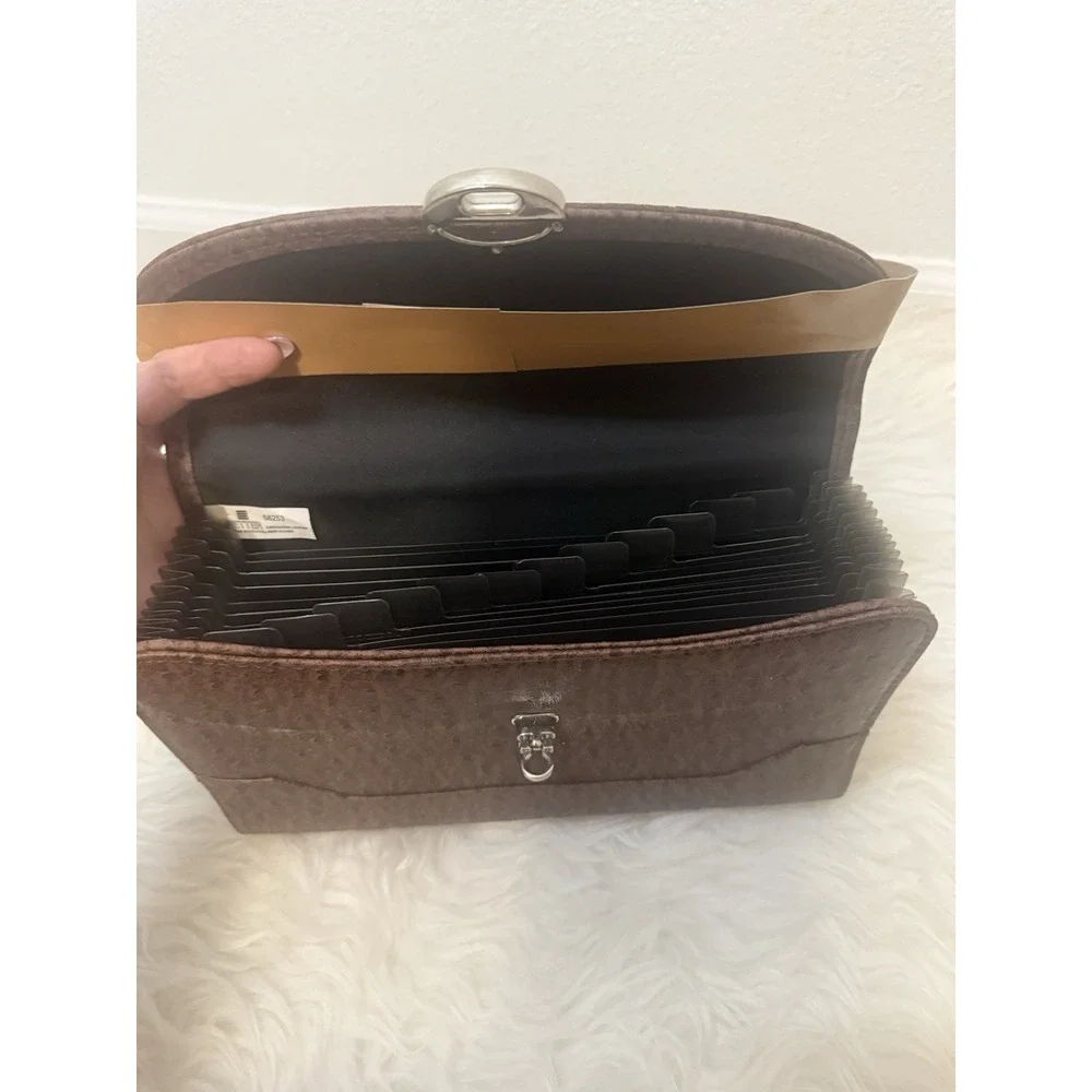 Better Office Products Clutch File 13 Pockets Check Size Brown Zippered Pocket